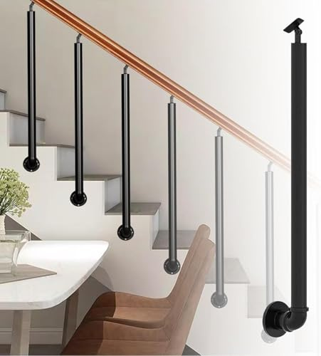treppengeländer Seitlich montierter Handlauf for Innen-/Außentreppen, Sicherheitshandlauf aus Schmiedeeisen for den Flur von Loft-Villen, Schwarz geländer treppe(85cm)
