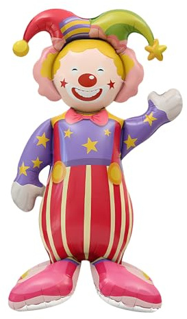 XXL Luftballon Clowns Deko Stehend, Clown Folienballon Stehender, Zirkus Deko Ballons Stehend, Köln Karneval Luftballons, Luftballons Fasching deko, für Karneval, Geburtstag, Baby Shower