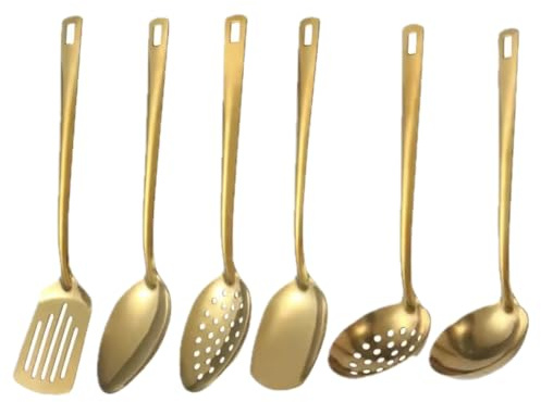 6pcs Stainless Steel Dinnerware Set Home Creative Korean Cutlery Golden Spoon Korean-Style Hot Pot Cutlery Set Kitchenware Set