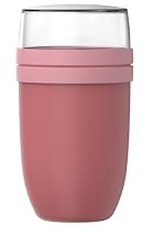 Mepal - Müslibecher xl Ellipse - Müslibecher To Go - Joghurtbecher To Go - Unterteilung für Joghurt & Müsli - Geeignet für Gefrierschrank, Mikrowelle & Spülmaschine - 750 + 300 ml - Vivid mauve