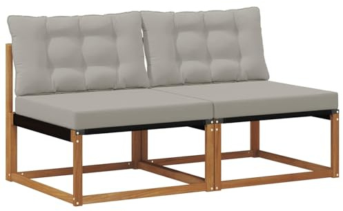 vidaXL 2 Stück Outdoor Mittelsofa Massivholz Akazie Natur, Balkonmöbel, moderner Outdoor-Stil, langlebiges Akazienholz-Loungeset für chillige Gartenmomente