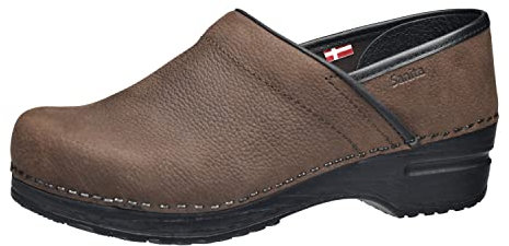 Sanita | Professional geschlossener Clog, geöltes Leder | Original handgemacht für Männer | Anatomisch geformtes Fußbett mit weichem Schaum | Braun | 41 EU