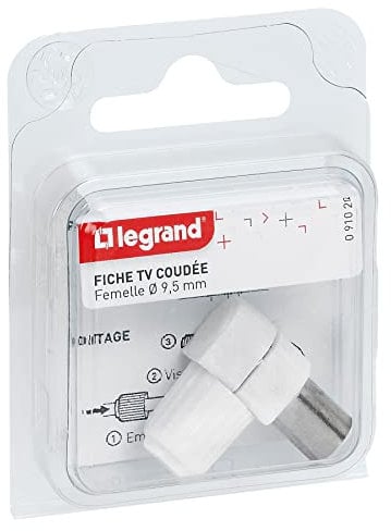 Legrand - Fiche femelle télévision coaxiale - Ø9,52mm - sortie de câble latérale
