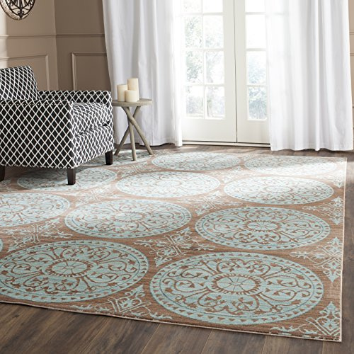 SAFAVIEH Area Rug 8x10 - Valencia Collection - Large - Brown & Alpine, Boho Chic Distressed Design, Non-Shedding & Easy Cleaning, Ideal for Living Room, Bedroom, Office, Dining Space (VAL214H)