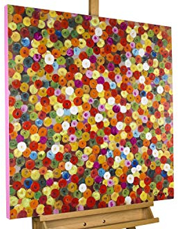 KunstLoft Leinwandbild | 100% HANDGEMALT | 80x80cm | Gemälde 'Frühlingsknospen' | Abstrakt | Bunt | Wandbild Wohnzimmer