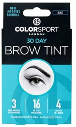 Colorsport London 30 Day Brow Tint - Semi-Permanent Vegan Eyebrow Dye that Lasts 30 days, Easy to Use Eyebrow Tint Kit with Eyebrow Brush Applicator, Black