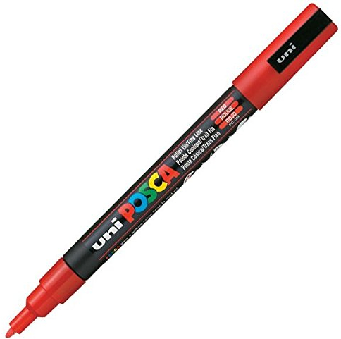 Posca - Pennarello a punta conica, tratto fine, colore: Rosso