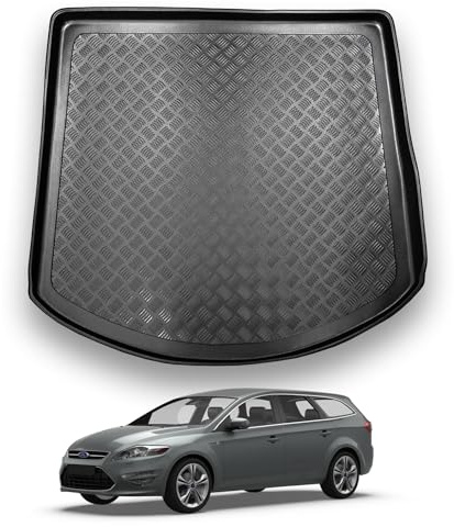 NOMAD Boot Liner Mat for Ford Mondeo Estate 2007-2014 | [Models with full size spare tyre], Tailored PE Car Boot Protector Tray, Waterproof Raised Edge Trunk Mat
