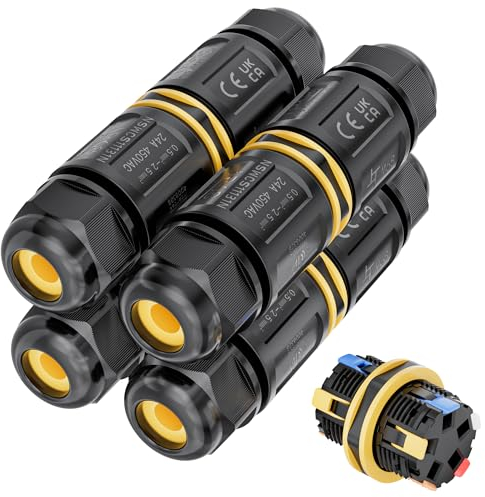 PEBA Kabelverbinder IP68 5-polig Abzweigdosen Verbindungsbox Verbindungsmuffe mit, für 4-14mm Kabel, für Garten Outdoor | Freienwasserdicht, 4 Stück Schwarz