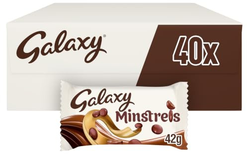 Galaxy Minstrels Milk Chocolate Bags Bulk Box, 40x42g | Classic Crispy Coated Milk Chocolate, Bulk Chocolate & Sweets Box, Ideal for Premium Hamper Filler & Delightful Bag Sweets