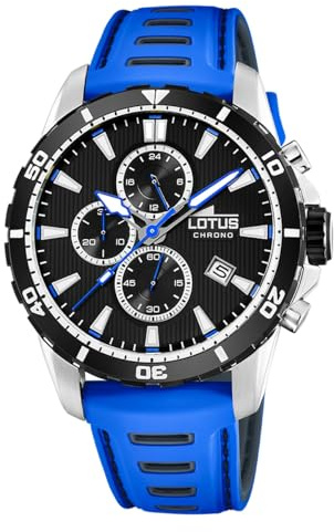 LOTUS Reloj Hombre Analógico de Caucho Azul 18600/3 | Movimiento de Cuarzo, Reloj Deportivo Hombre, Cronógrafo, Calendario, Cristal Mineral Resistente