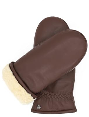 Hand Gewand by Weikert Fäustlinge aus reinem Merino Lammfell und robustem Lammnappa Leder, Touchscreen-fähig, Damen, Lammfellfäustlinge, Lammfell Handschuhe, warme Lammfellhandschuhe