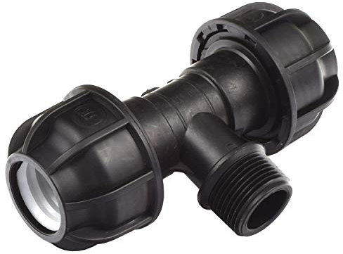 Agora-Tec PE Fitting T-Stück 25 mm x 3/4 Zoll AG (26,4 mm) x 25 mm für PE-Rohr 25 mm SCHWARZ