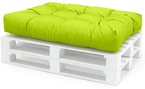 Spatium Palettenkissen Set abnehmbar Bezug wasserdicht gesteppt Palettenauflage Palettenpolster Palettensofa Palettenmöbel Apfelgrün Sitzkissen 120x80x15