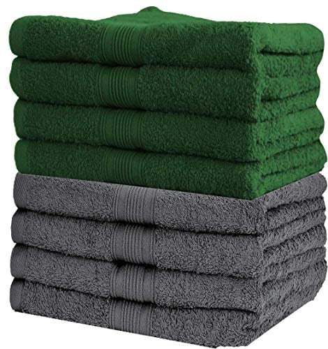 NatureMark NM-HT0842 Frottier Handtücher, 8-er Pack, 50 x 100 cm, 100% Baumwolle (Dunkelgrün/Anthrazit)
