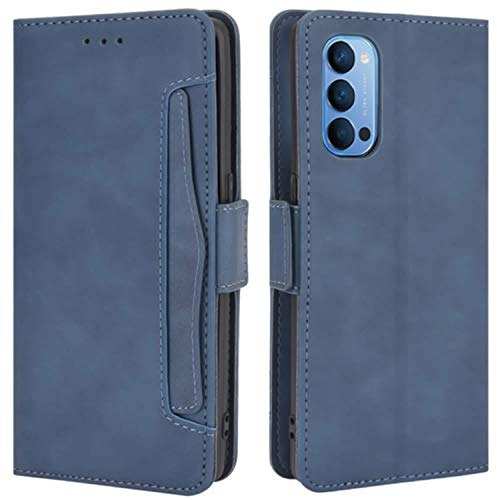 HualuBro Cover per Oppo Reno 4 PRO 5G, Flip Cover a Libro in Premium PU Pelle Magnetica Antiurto Case Portafoglio Custodia per Oppo Reno 4 PRO 5G Cover - Blu