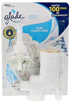 Glade - Ambientador Eléctrico Líquido con Aceites Esenciales, Aroma Frescor de Ropa, Difusor + Recambio