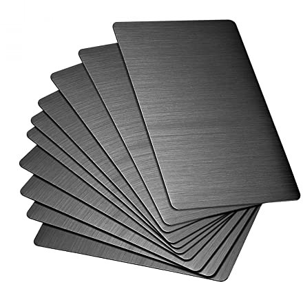 sourcing map Blank Metal Card 100x60x0.4mm Brushed 201 Stainless Steel Plate for DIY Laser Printing Engraving Black 15 Pcs