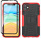Yiakeng Coque iPhone 11, iPhone 11 Coque, Et Verre Trempé D'écran Protecteur, Silicone Antichoc Full Protection avec béquille pour Apple iPhone 11 (Rouge)