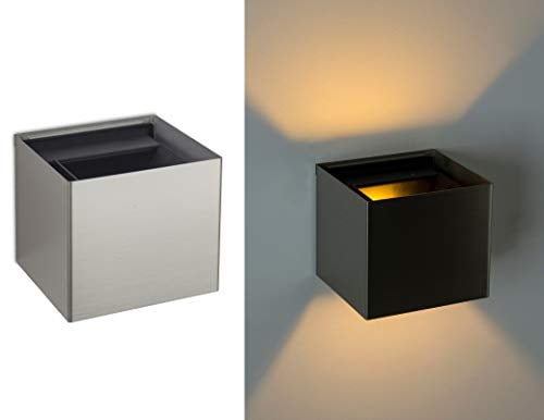 Trango 8015-01S IP44 Up & Down Wandstrahler *FLEX* in Eckig aus Edelstahl gebürstet, einstellbar Abstrahlwinkel inkl. 1x 3.5 Watt G9 LED Leuchtmittel für innen & außen Lampe Außenstrahler, Wandleuchte