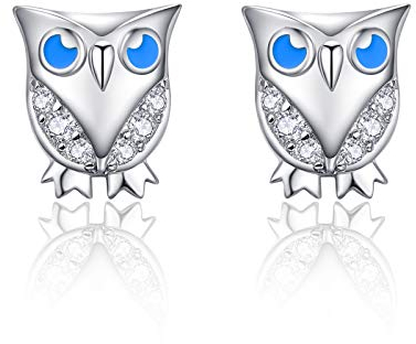 TANGPOET Eule Ohrstecker 925 Sterling Silber Hypoallergene Ohrringe Schmuck Geschenk für Frauen Mutter Damen