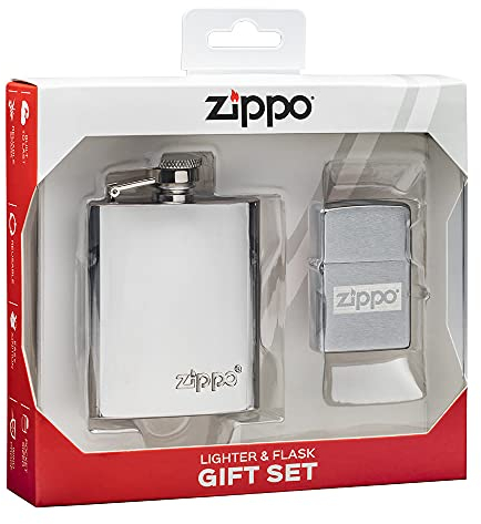 Zippo Feuerzeug & Flask Geschenkset, Silber