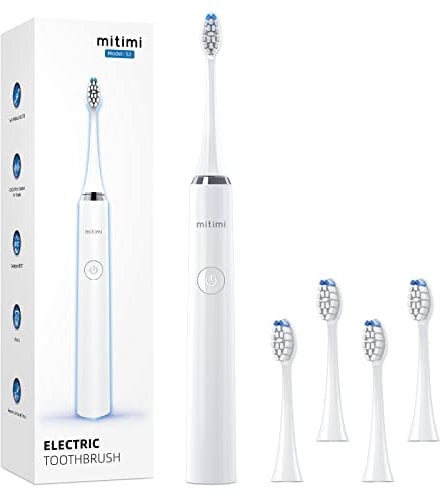 Mitimi Electric Toothbrush, Rechargeable Power Sonic Toothbrush with 40000VPM, 5 Optional Modes, Smart Timer, 5 Replacement Brush Heads, Sonic Toothbrush for Adults, IPX7 Waterproof