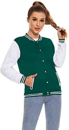 Icibgds Varsity Jacke für Damen und Herren, Baseball-Schuluniform, Knopfleiste, Unsex, Erwachsene, langärmelig, Mantel, modische Jacke