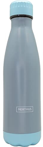 Nerthus FIH 1174 Botella Termo Doble Pared para fríos y Calientes de Acero Inoxidable Gris 500 ml Libre de BPA, 18/8
