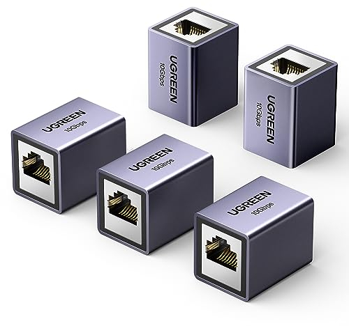 UGREEN Coupleur RJ45 Ethernet 10Gbps Raccord Femelles LAN Rallonge Connecteur Adaptateur Réseau Compatible avec Câble Cat 8/7/6/5/5e (Lot de 5)
