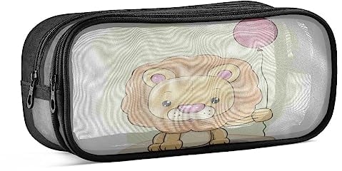 KAAVIYO Cartoon Lion Ballon Federmäppchen Federtaschen Netz durchsichtig Mäppchen Tasche für Jungen Mädchen Schüler