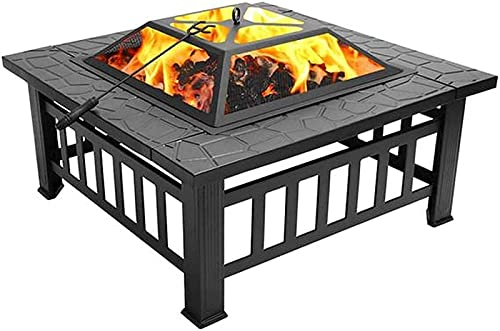 ZAANU Barbecue-Grill, Feuerstelle aus Stahl, zusammenklappbar, für den Außenbereich, Grill, Camping-Schüssel, Grill mit Schürhaken, Eisgrube, Garten-Terrassenheizung, Metall-Feuerstelle