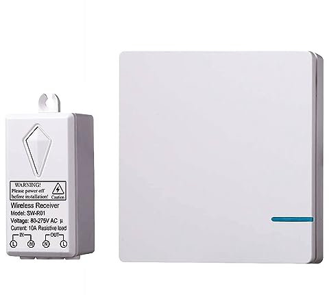 Meichoon Kit d’interrupteur d’éclairage sans fil étanche Télécommande Aucun câblage mural requis jusqu’à 101 pieds de portée programmable et extensible pour les ventilateurs de plafond Lampes