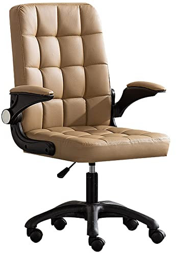 SWIZEE Ergonomischer Bürostuhl, Hochlehner PU-Leder-Drehstuhl, großer Sitz, höhenverstellbarer Computerstuhl (Khaki)