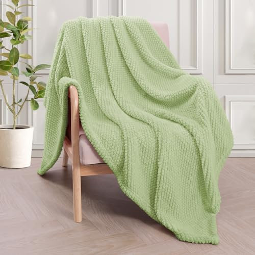 Whale Flotilla Kuscheldecke Sofadecke Wohndecke Tagedecke, Weiche und Warme Flanell-Decke, 150x200 cm, Hellgrün