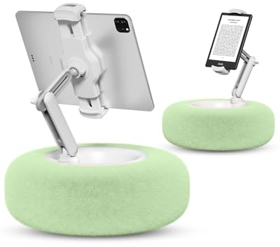 viozon Tablet Ständer, Kindle Kissen Halterung, Kompatibel mit 4,7 Zoll-13 Zoll Telefon/Tablet, iPad, iPhone 16, Kindle, Handy Ständer, Höhe Winkelverstellbar, 5,7 Zoll Abnehmbare Kissen,Grün