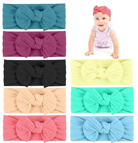 Aolso Fasce per capelli in nylon per neonata, 8 pezzi, accessori per capelli per neonata