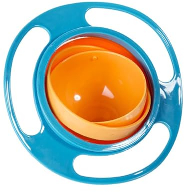 Toddler Gyro Bowl - Baby Magic Bowl - 360 for Kids Age 1 to 3 Years - Spill-Resistant with Lid and 360° Rotations - Mess-Free Snack Bowls (Blue)
