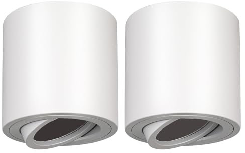 yeerockal 2 Stück LED Aufbaustrahler Aufbauleuchte Schwenkbar Deckenleuchte mit GU10 Fassung Aluminium Downlight | Ohne Leuchtmittel | (Weiß)