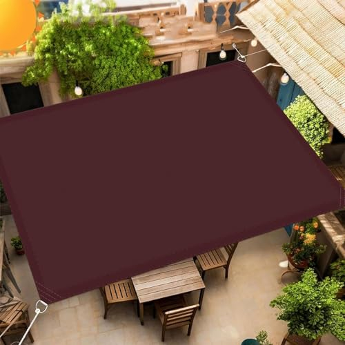 Sonnensegel Quadrat Wasserdicht 3.5 x 9.5 m Rechteckig Segel Baldachin Segeltuch 98% Uv-Schut Wetterschutz mit Seil für Garten Terrasse Balkon Schwimmbad, Weinrot