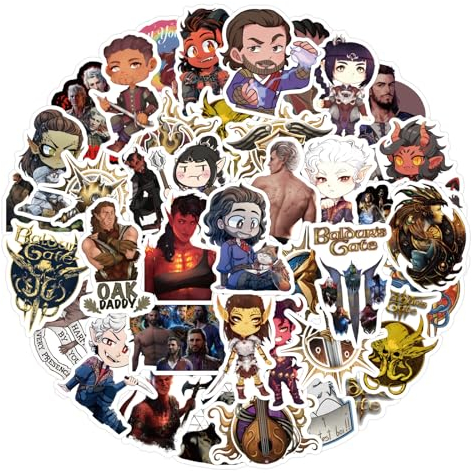 54 Stück BG3 Aufkleber Auto Laptop Telefon Gitarre Skateboard Motorrad Fahrrad BG3 Stickers Set Vinyl Wasserdicht Aesthetic Aufkleber für Jugendliche Kinder Erwachsene