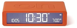 Lexon Flip Classic - Reloj despertador luminoso de mañana, reversible, con caras encendidas y función de repetición, pantalla LCD y luz táctil, recargable por USB-C, color naranja