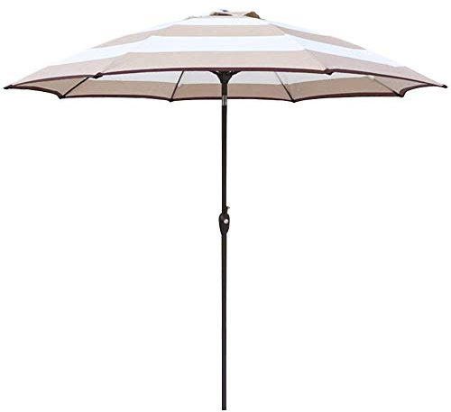 ASumPio Terrassensonnenschirm, Gestreifter Gartenschirm | 2,7 M | Mit Kurbel/Neigbar/Uv-Schutz Für Strand/Balkon/Terrasse/Couchtisch/Deck – Ohne Ständer (B)