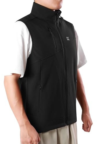 KUTOOK Gilet Uomo Invernale Antivento Fodera di Pile Gilet Trekking Uomo Smanicato in Softshell Impermeabile per Ciclismo Trekking Viaggi Corsa Golf e Vita Quotidiana