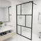 IKAYAA Walk In Dusche 115 x 195 cm Begehbare Duschwand Glas 5 mm Glas Duschabtrennung Duschtrennwand Glas Duschwand Glastrennwand Schwarz