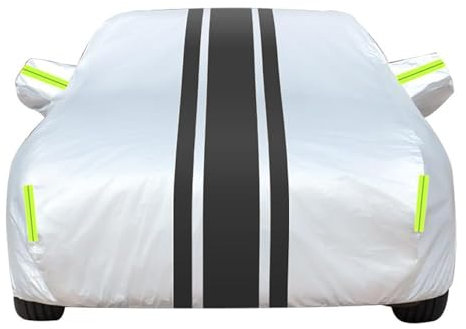 SAXCXCS Autoabdeckung,wasserdichte Autoplane, für Peugeot 107 (2005-2018) Innen und Außenbereich Regenfest Staubfest UV-Schutz,C/Silver Black