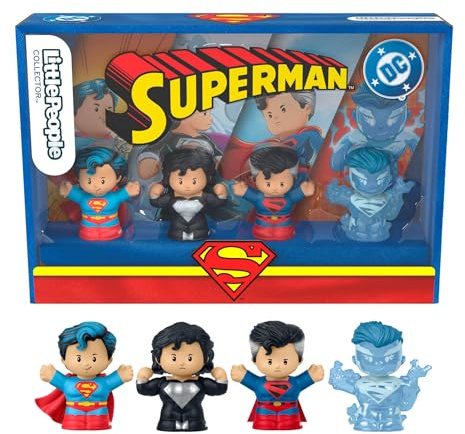 Little People COLLECTOR Superman Through the Ages Special Edition Set for Adults & Fans, 4 Figures in a Display Package, JFD63