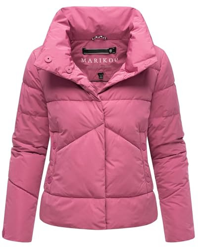 MARIKOO Damen Winterjacke (XS-3XL) - 4 Taschen, hochstehender und gefütterter Kragen, Steppjacke, Warme Jacke Frauen - N022 (XXL, Berry-Rouge)