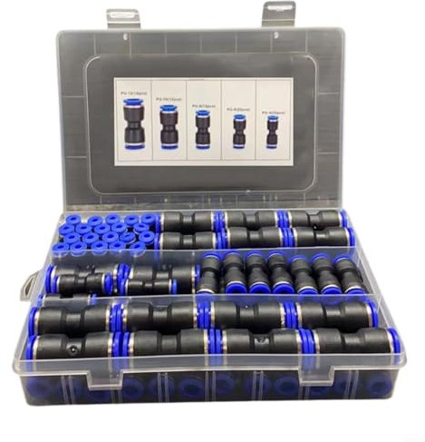 Sileduove 80pcs Quick Push in Connect Air Tube Fitting Kit Straight Push Connectors Plastic Quick Release Connectors Air Line Fittings for Various OD Sizes