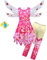 Windskids Mia Kostüm Mädchen Cosplay Mia Rosa Elf Prinzessin Kleid mit Flügeln und Hose Armbänder Anzug für Halloween Weihnachten Karneval Party Geburtstag Maskerade Performance Verkleidung